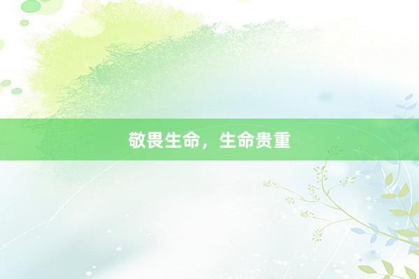 敬畏生命，生命贵重